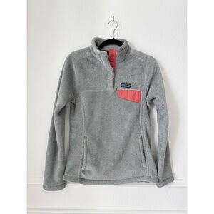 Patagonia Gray Fleece Pullover with Coral Accent